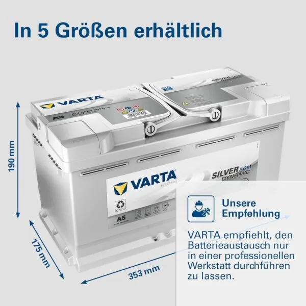 Varta A5 AGM 95 Ah Silver Dynamic 12V Akü - Görsel 2