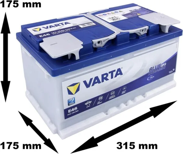 Varta E46 75 AH EFB Akü - Alçak - Görsel 2